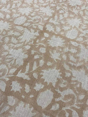 Block Print Handloom Linen Fabric Linen Fabric Flower light tan colour ,home Decor, Upholstery fabric ,Pillow Cover, Table Cloth - Rohiyaan